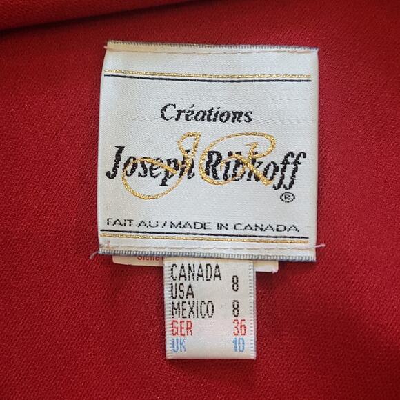 Joseph Ribkoff Dress Womens Size 8 Vintage 90's Red Spagetti Strap Flowy Flare - Picture 11 of 13